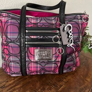 Coach Poppy signature tartan plaid